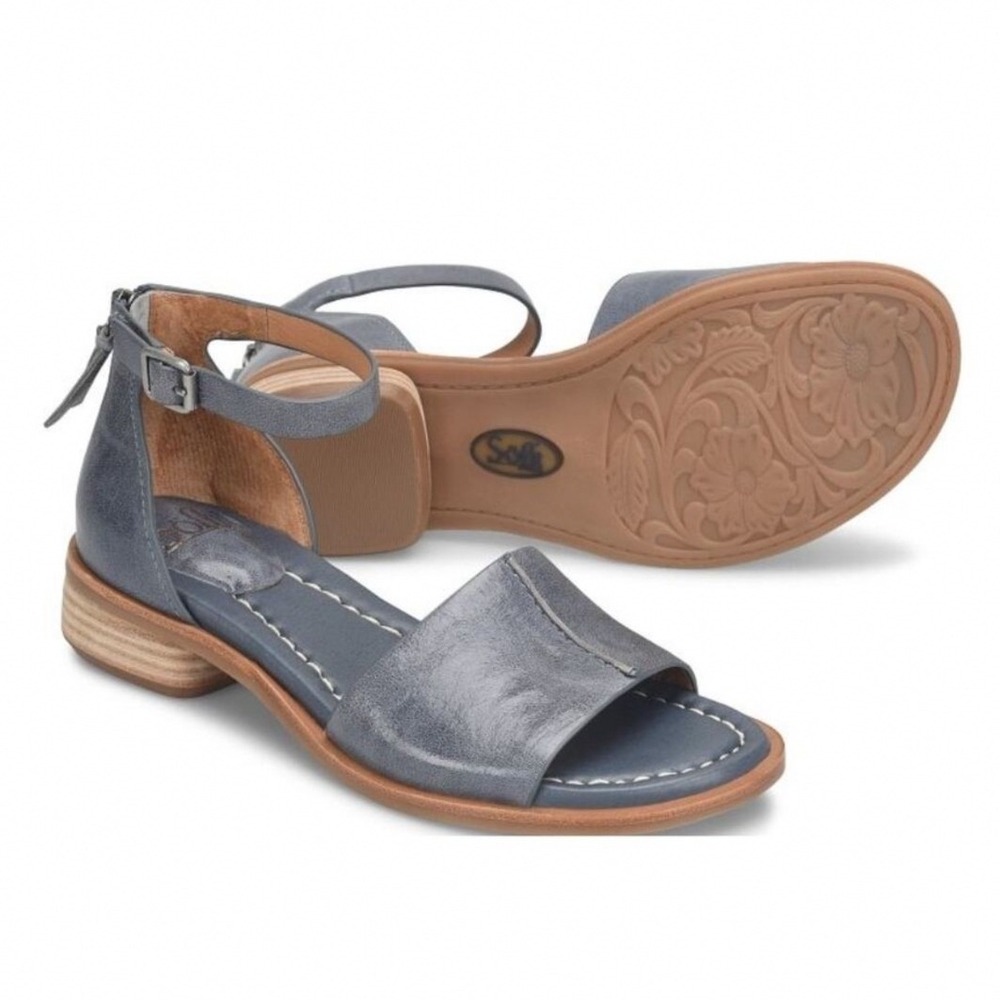 Sofft Faxyn Leather Sandals Womens 10 Zante Blue Excellent Ankle Strap SF0096007